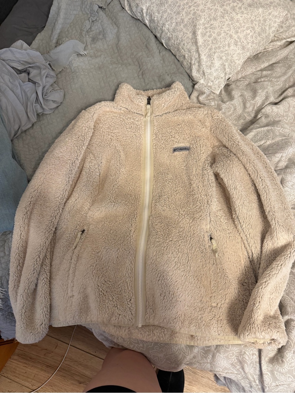 Columbia Cream Sherpa Zip Jacket with Interchange Tag